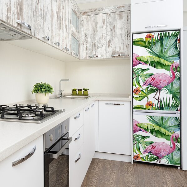Fototapeta na ledničku Listy plameňáci FridgeStick-70x190-f-154753401