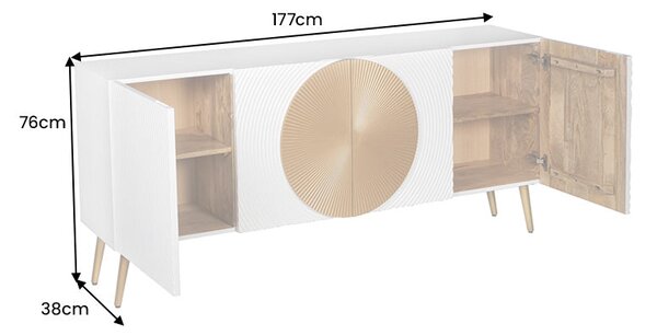 Komoda AURUM 180 CM bílá/zlatá masiv mango Nábytek | Úložné prostory | Komody | Nízké