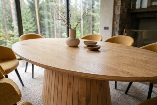 Oválný jídelní stůl ART DECO 220 CM krémový masiv mango Nábytek | Jídelní prostory | Jídelní stoly | Kulaté