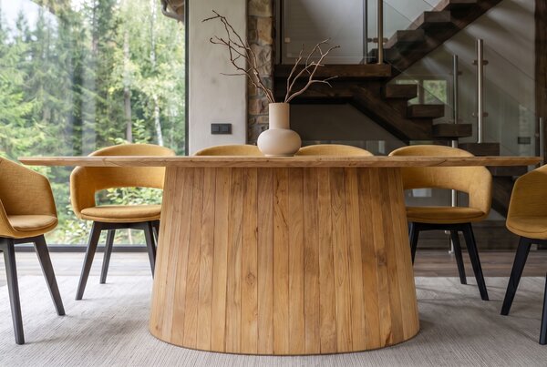 Oválný jídelní stůl ART DECO 220 CM krémový masiv mango Nábytek | Jídelní prostory | Jídelní stoly | Kulaté