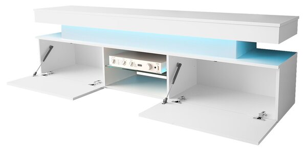 Obývací sestava s LED osvětlením USOA 1 - lesklá černá / matná černá