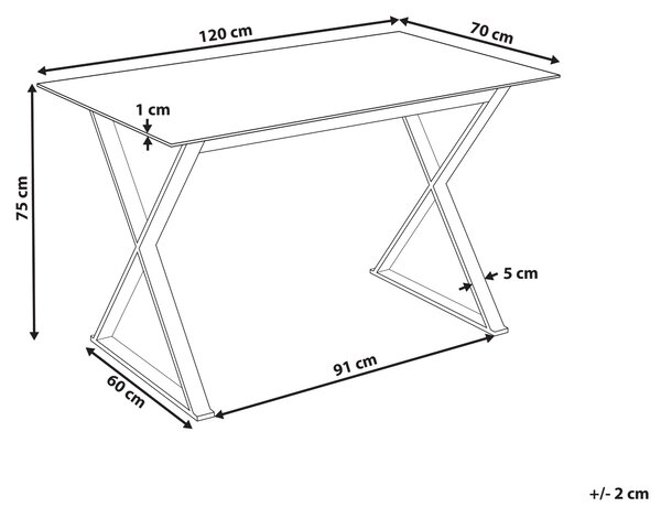 Jídelní stůl ATTICA Bílá 120 cm 70 cm Bezpečnostní sklo
