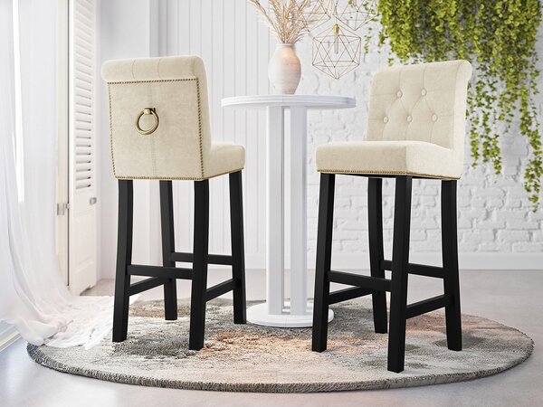 Luxusní čalouněná barová židle ELITE - černá / béžová