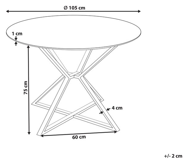 Jídelní stůl BOSCO Černá 105 cm 105 cm Bezpečnostní sklo