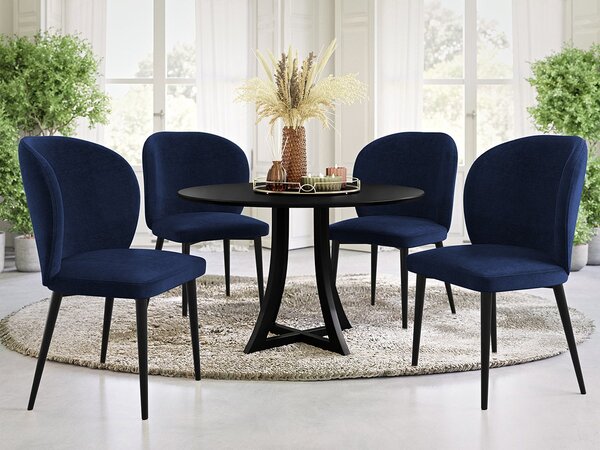 Čalouněná jídelní židle MOREEN - černá / modrá