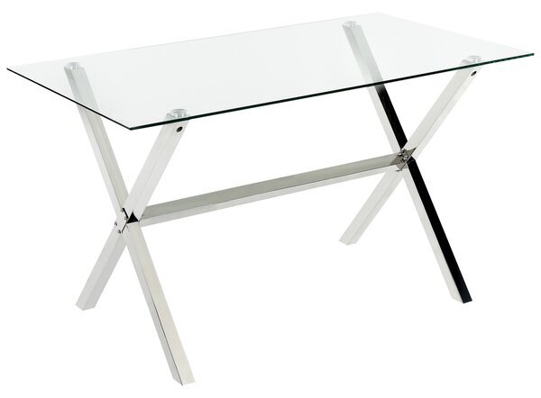 Jídelní stůl se skleněnou deskou 130 x 70 cm stříbrný FLORIN