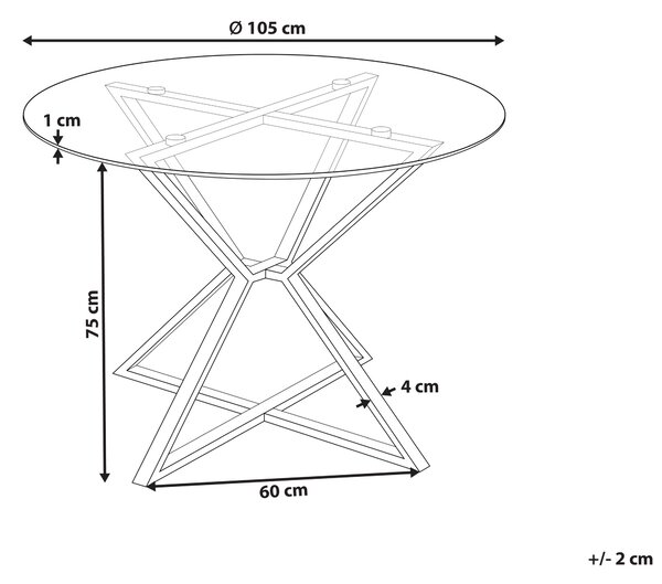 Jídelní stůl BOSCO Stříbrná 105 cm 105 cm Bezpečnostní sklo