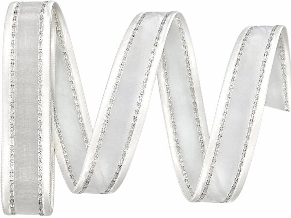 Vánoční stuha organzová MONDAN SILVER GRACE 25mm x 2m (9,- Kč/m)