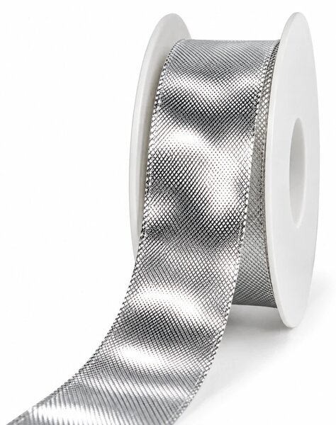 Stuha lurexová CELEBRATION SILVER stříbrná lesklá 25mm x 2m (12,- Kč/m)