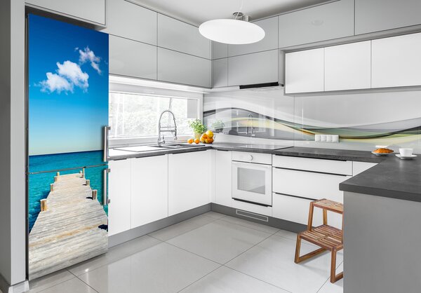 Nálepka tapeta na ledničku Dřevěné molo FridgeStick-70x190-f-36445541