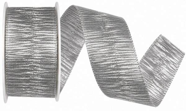 Stuha stříbrná LIVERPOOL SILVER stříbrná lesklá 40mm x 2m (14,-Kč/m)