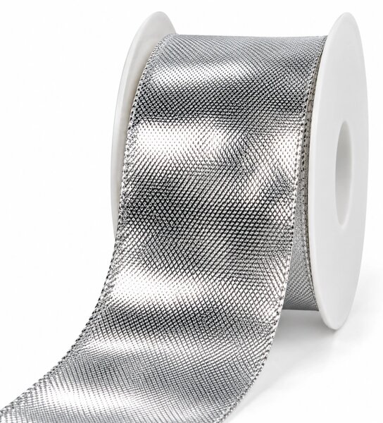 Stuha lurexová CELEBRATION SILVER stříbrná 40mm x 2m (14,-Kč/m)