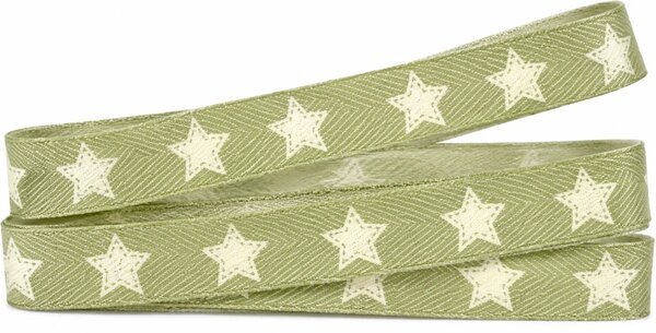 Vánoční stuha WHITE STAR LIGHT GREEN pastelově zelená 15mm x 2m ( 2,50 Kč/m)