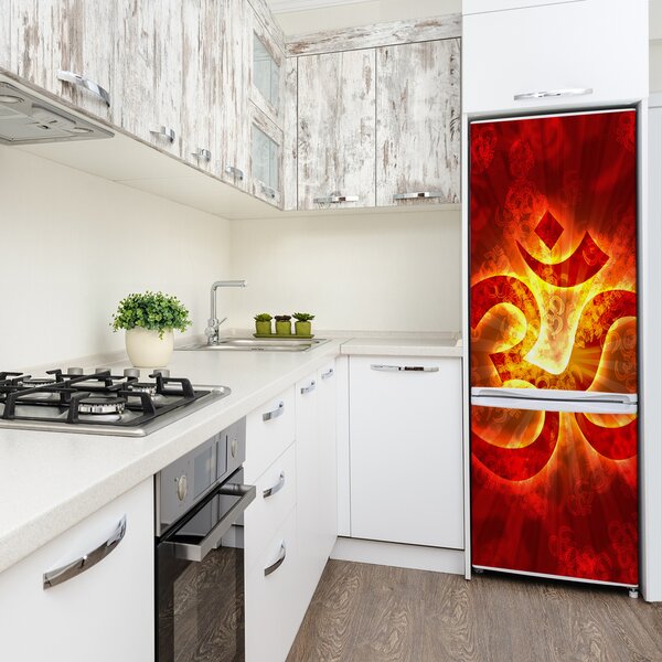 Nálepka tapeta na ledničku Hořící znak om FridgeStick-70x190-f-38189508