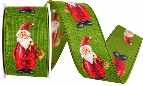 Stuha vánoční SANTA PARADE zelená 25mm x 2m (8,-Kč/m)