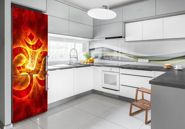Nálepka tapeta na ledničku Hořící znak om FridgeStick-70x190-f-38189508