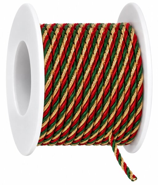 Festive Twist Trio 3 mm – Kroucený tříbarevný provázek 3mm x 5m (5,- Kč/m)