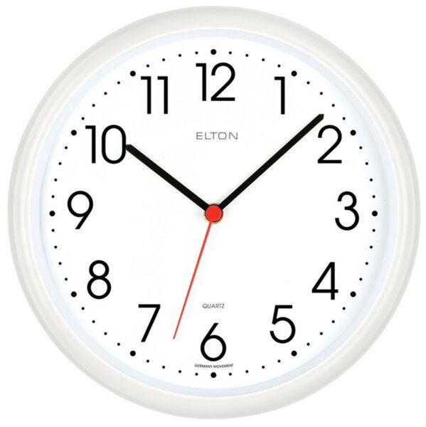 ELTON Kulaté plastové nástěnné hodiny české výroby Elton Minor – bílé E21.4757.00.000742