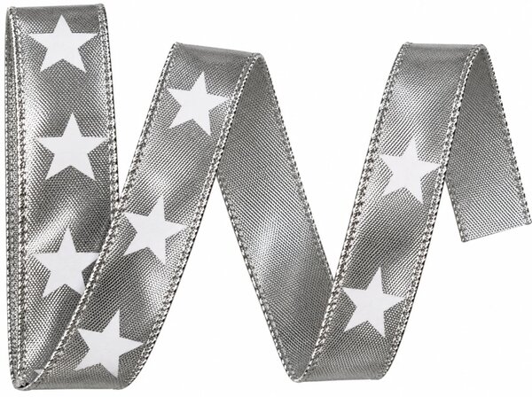 Stuha vánoční stříbrná WHITE STAR SILVER lurexová 25mm x 2m (9,- Kč/m)