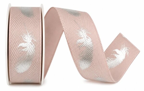 Stuha bavlněná FEATHER PINK pastelově růžová 25mm x 2m (8,-Kč/m)