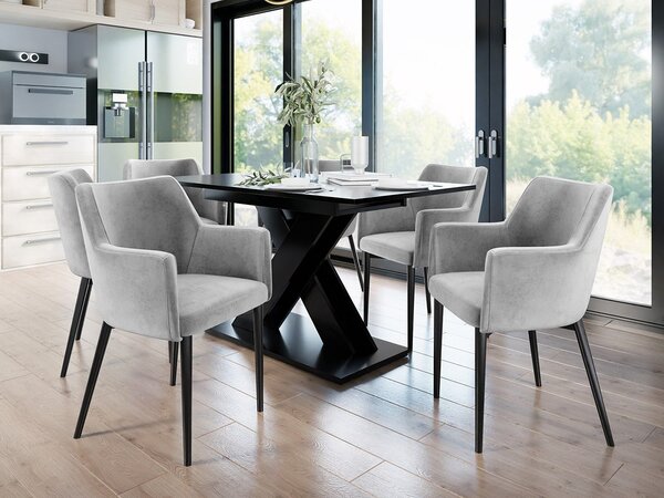 Čalouněná jídelní židle HAUMON - černá / světlá šedá