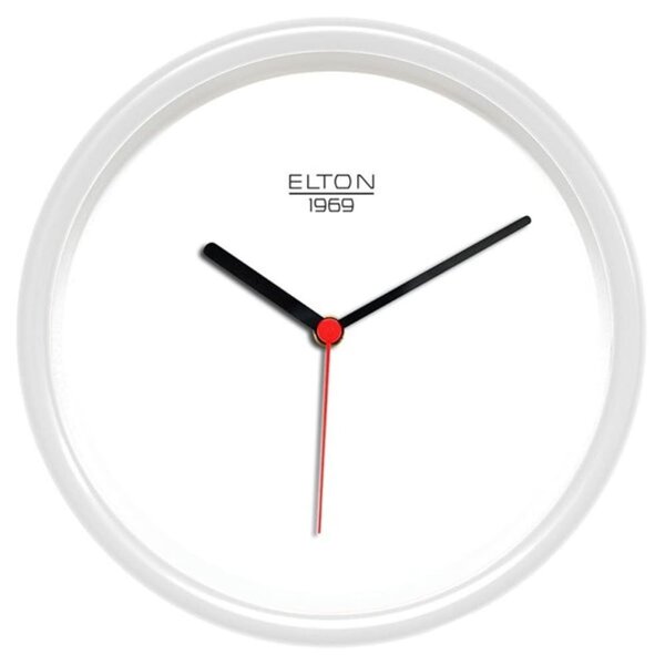 ELTON Kulaté plastové nástěnné hodiny české výroby Elton Pure – bílé E21.4769.00.163377