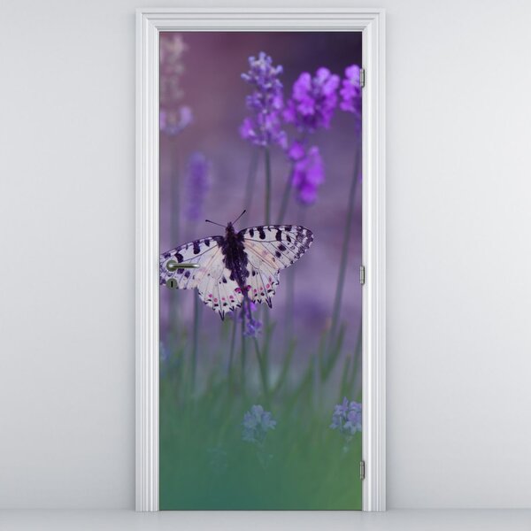 Fototapeta na dveře - Motýl v levandulích (95x205cm)