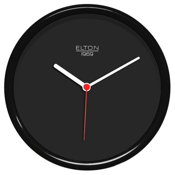ELTON Kulaté plastové nástěnné hodiny české výroby Elton Pure – černé E21.4768.90.163376