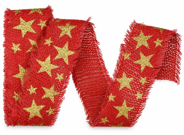 Stuha vánoční JUTA STARSHINE RED červená 40mm x 2m (10,-Kč/m)