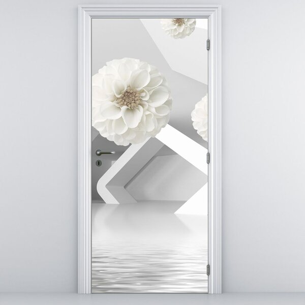 Fototapeta na dveře - Abstrakce s bílými květy (95x205cm)