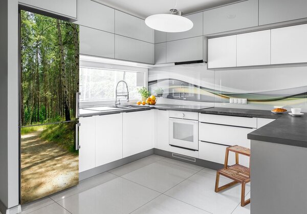 Nálepka fototapeta na ledničku Břízový les FridgeStick-70x190-f-4509873