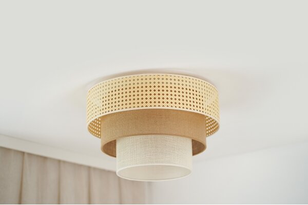 Brilagi-Stropní svítidlo CEDAR LUNETA 1xE27/15W/230V pr. 45 ratan/hnědá/krémová