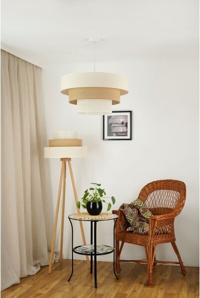 Brilagi - Stojací lampa DENVER LUNETA 1xE27/15W/230V béžová/hnědá/krémová