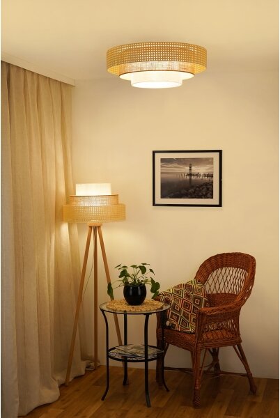 Brilagi - LED Stropní svítidlo CEDAR LUNETA LED/26W/230V ratan/hnědá/krémová