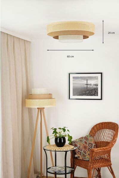 Brilagi - LED Stropní svítidlo CEDAR LUNETA LED/26W/230V ratan/hnědá/krémová