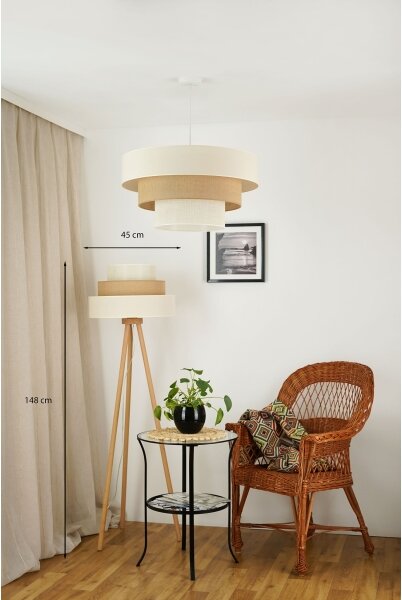 Brilagi - Stojací lampa DENVER LUNETA 1xE27/15W/230V béžová/hnědá/krémová