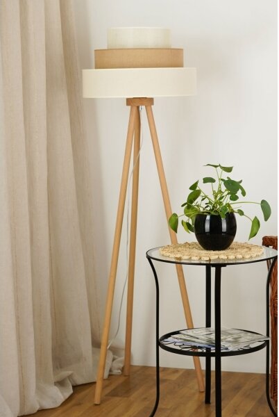 Brilagi - Stojací lampa DENVER LUNETA 1xE27/15W/230V béžová/hnědá/krémová