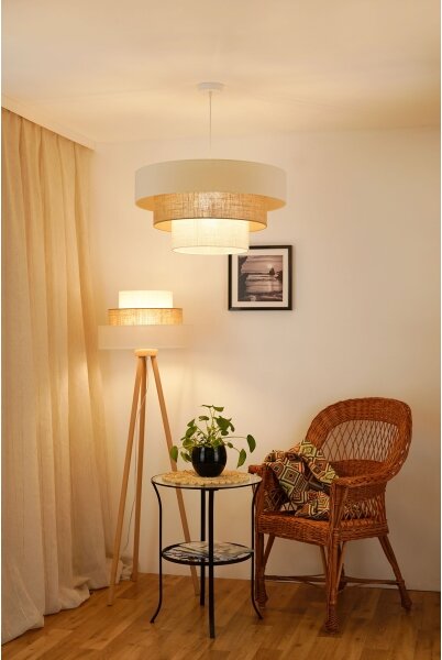 Brilagi - Stojací lampa DENVER LUNETA 1xE27/15W/230V béžová/hnědá/krémová