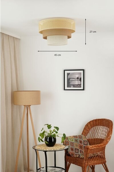 Brilagi-Stropní svítidlo CEDAR LUNETA 1xE27/15W/230V pr. 45 ratan/hnědá/krémová
