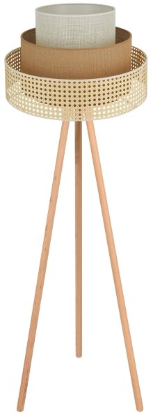 Brilagi - Stojací lampa CEDAR LUNETA 1xE27/15W/230V ratan/hnědá/krémová