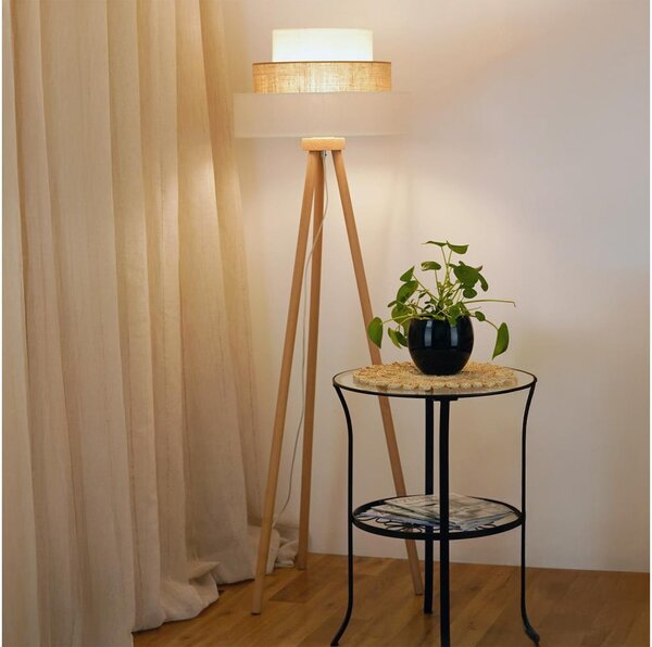 Brilagi - Stojací lampa DENVER LUNETA 1xE27/15W/230V béžová/hnědá/krémová