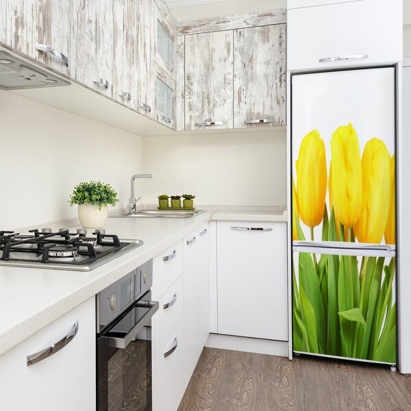 Nálepka fototapeta Žluté tulipány FridgeStick-70x190-f-50296445