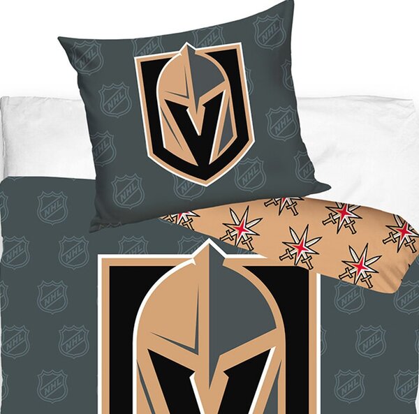 Hokejové ložní povlečení NHL Vegas Golden Knights - motiv Shields - 100% bavlna renforcé - 70 x 90 cm + 140 x 200 cm