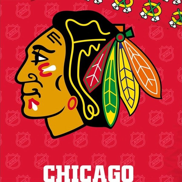 Hokejové ložní povlečení NHL Chicago Blackhawks - motiv Shields - 100% bavlna renforcé - 70 x 90 cm + 140 x 200 cm
