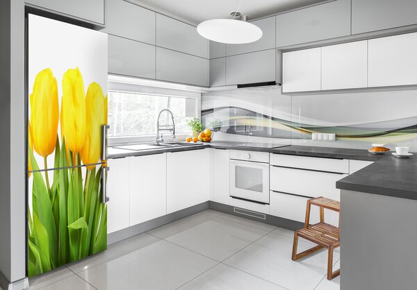 Nálepka fototapeta Žluté tulipány FridgeStick-70x190-f-50296445