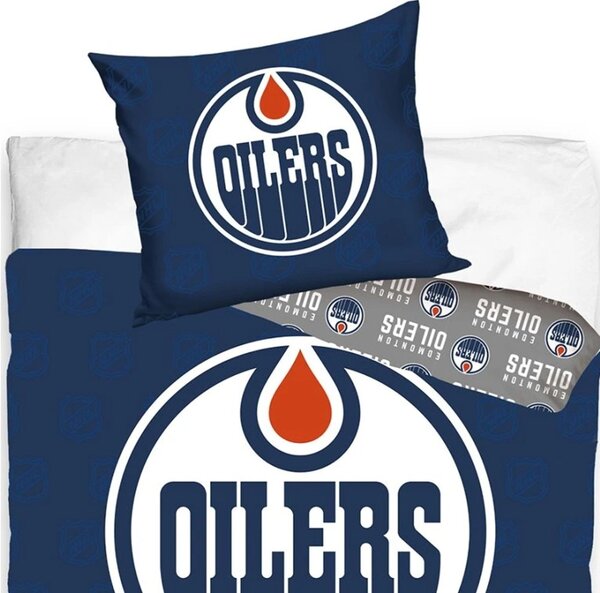 Hokejové ložní povlečení NHL Edmonton Oilers - motiv Shields - 100% bavlna renforcé - 70 x 90 cm + 140 x 200 cm