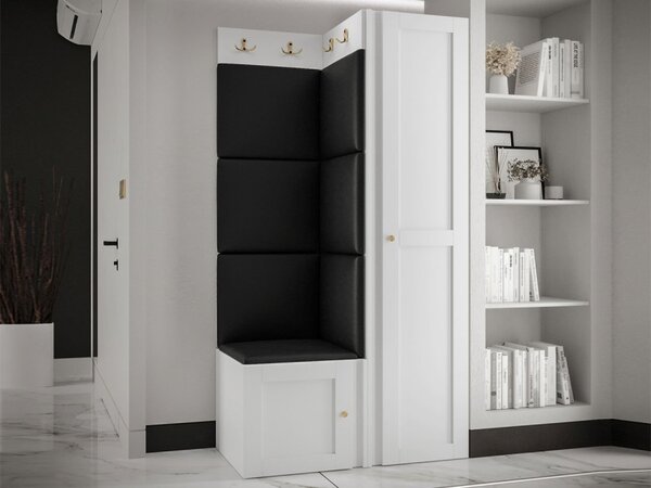Předsíňová sestava Terospito XXV, Barva: bílá, Barva látek:: ekokůže Soft 011 (černá) 5903211220548