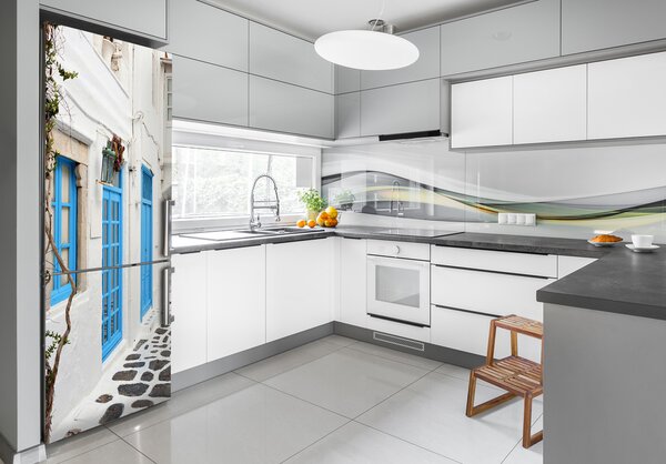 Tapeta nálepka na ledničku Řecké uličky FridgeStick-70x190-f-52782773