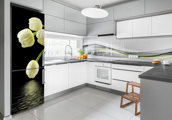 Nálepka fototapeta Bílé tulipány FridgeStick-70x190-f-53318527
