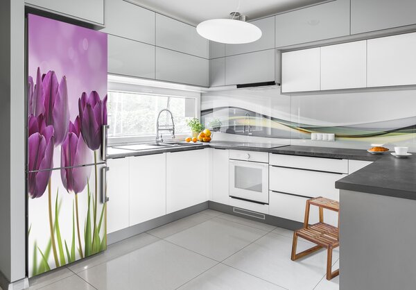 Nálepka fototapeta Fialové tulipány FridgeStick-70x190-f-52340543